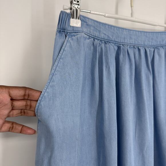 Haven Well Within Chambray Maxi Skirt Women’s XXS Tencel Blue Minimalist Capsule - Picture 3 of 11